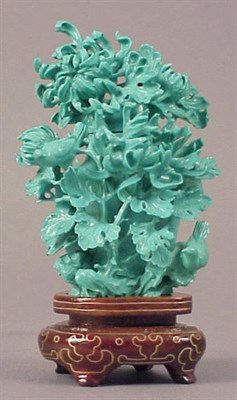 Lot 124 - Carved Turquoise Vase and Cover