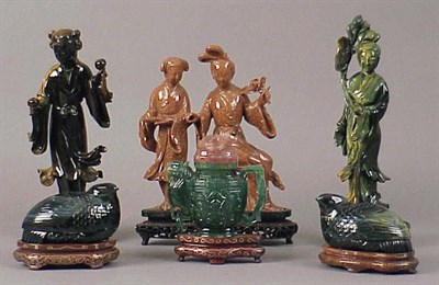 Lot 127 - Two Chinese Tiger's-Eye Carvings of Meiren,...