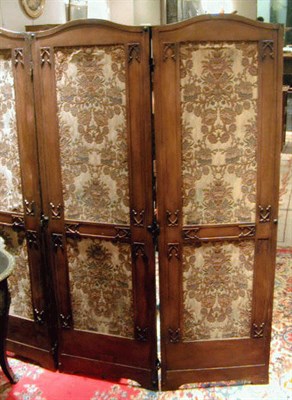 Lot 432 - Victorian Hardwood Three-Panel Folding Screen
