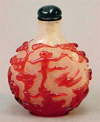 Lot 243 - Red Overlay Glass Snuff Bottle 18th/19th...