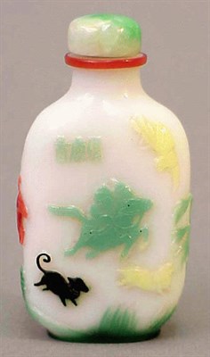 Lot 239 - Five Color Glass Overlay Snuff Bottle Dated...