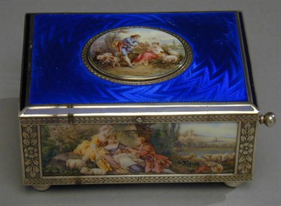 Lot 423 - Continental Enamel and Silver Singing Bird Box...