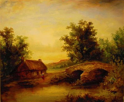 Lot 16 - Denis Canut b. 1953 FETCHING WATER AT SUNDOWN...