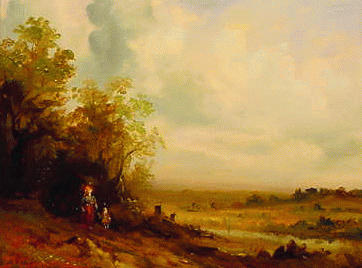 Lot 18 - Denis Canut b. 1953 AN AFTERNOON WALK Signed D....