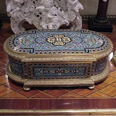 Lot 534 - Champleve Enamel Box Of rectangular form with...