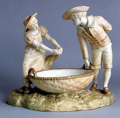 Lot 347 - Royal Worcester Porcelain Figural Basket