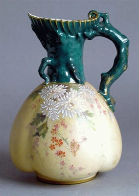 Lot 346 - Royal Worcester Porcelain Leaf-Form Dish and Ewer