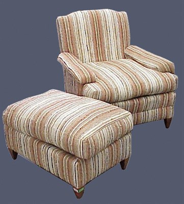 Lot 137 - Pair of Upholstered Club Chairs and Ottoman en...