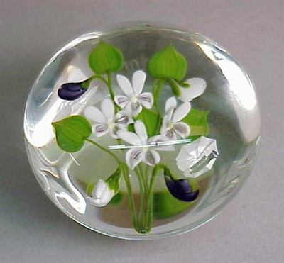 Lot 123 - Paul Stankard Compound Wood Violet Paperweight...