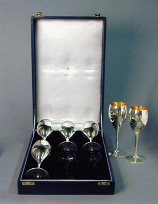 Lot 744 - Set of Six Sterling Silver Tulip-Form Goblets...