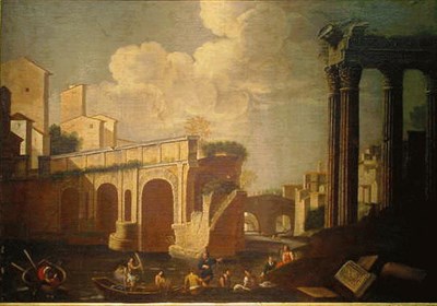 Lot 149 - Circle of Viviano Codazzi LANDSCAPE WITH RUINS...