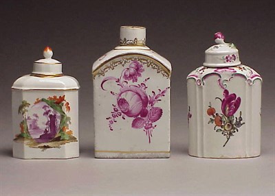 Lot 378 - Group of Three German Porcelain Tea Caddies...