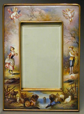 Lot 413 - French Enamel Picture Frame Decorated with...