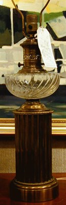 Lot 274 - Pair of Continental Brass and Glass Lamps