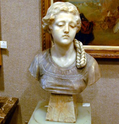 Lot 621 - Art Nouveau Alabaster Portrait of a Woman With...