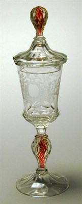 Lot 478 - Bohemian Glass Covered Vase Of goblet form,...