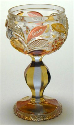 Lot 477 - Bohemian Glass Goblet Cut with geometric and...