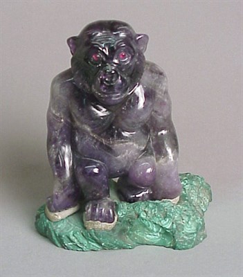 Lot 227 - Chinese Carved Amethyst Figure of a Gorilla