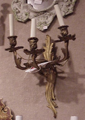 Lot 181 - Pair of Rococo Style Gilt-Brass Three-Light...