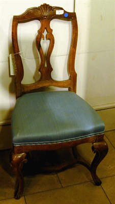 Lot 338 - Pair of Italian Rococo Walnut Side Chairs Each...