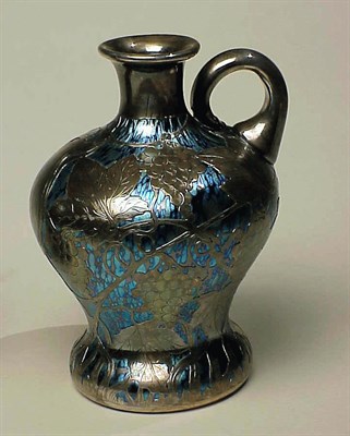 Lot 382 - Unsigned Loetz Silver Overlay Glass Jug Of...