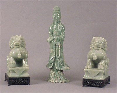 Lot 140 - Pair of Chinese Hardstone Fu Lions and a...