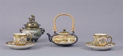 Lot 141 - Satsuma Miniature Teapot, Covered Sugar Bowl,...