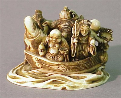 Lot 89 - Ivory Okimono of the Takarabune Meiji Period,...