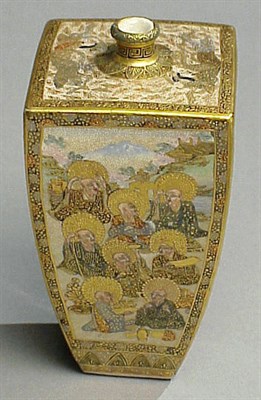 Lot 131 - Enameled Satsuma Square Bottle Meiji Period,...