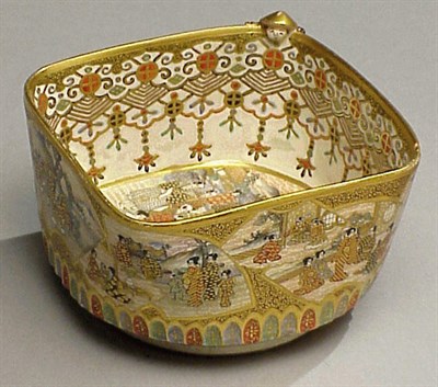 Lot 143 - Satsuma Square Bowl Meiji Period, sealed...