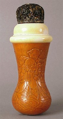 Lot 216 - Molded Gourd Cricket Box with Pierced Tortoise...