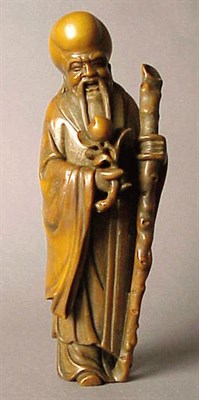 Lot 205 - Good Soapstone Figure of Shoulao Late 19th...