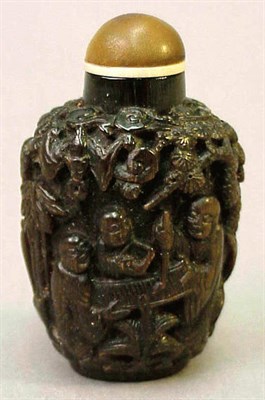 Lot 246 - Carved Rhinoceros Horn Snuff Bottle Carved in...
