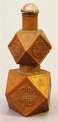 Lot 247 - Bamboo Double Gourd Faceted Snuff Bottle...
