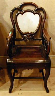 Lot 275 - Set of Six Chinese Marble-Inset Rosewood Chairs