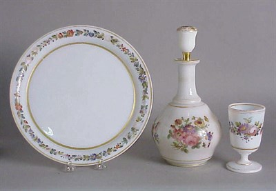 Lot 599 - French Painted Opaline Glass Solitaire 19th...