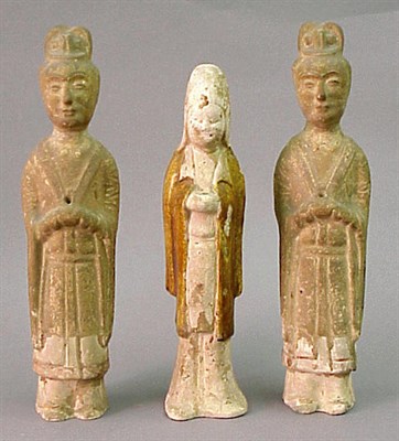 Lot 159 - Pair of Straw Glazed Court Officials and an...