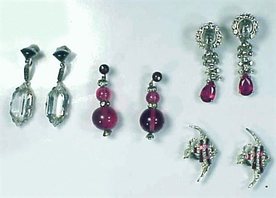 Lot 353 - Four Sets of Evening Earrings