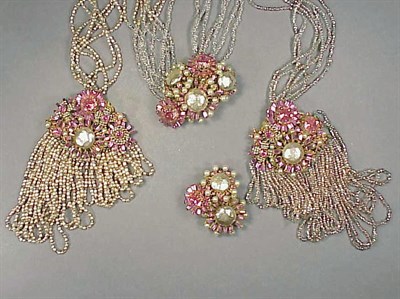 Lot 171 - Miriam Haskell Pink Suite Comprising a...