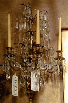 Lot 521 - Pair of Regency Style Gilt-Metal and Cut Glass...