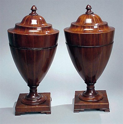 Lot 401 - Pair of George III Inlaid Mahogany Knife Boxes...