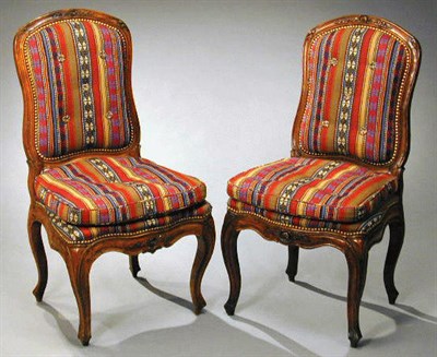Lot 347 - Pair of Louis XV Walnut Side Chairs 18th...