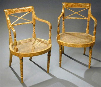 Lot 347 - Pair of Regency Style Painted Armchairs