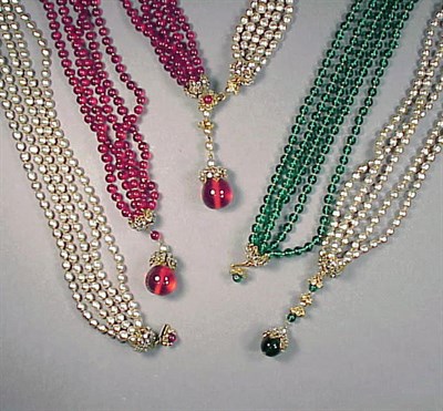 Lot 180 - Three Miriam Haskell Necklaces Two with garnet...