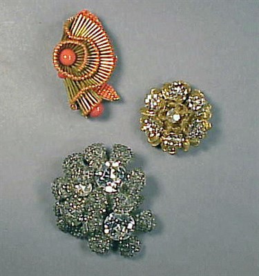 Lot 170 - Three Miriam Haskell Pins Comprising a coral...