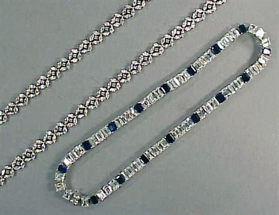 Lot 303 - Two Faux Diamond and Sapphire Necklaces