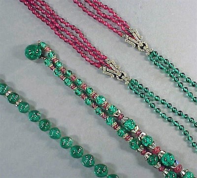 Lot 223 - Three French Pate de Verre Necklaces...