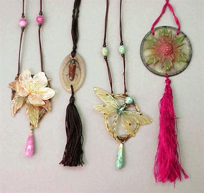 Lot 32 - Group of Four Art Nouveau Pendant Necklaces...