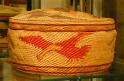 Lot 134 - Makah Polychrome Lidded Twined Basket Of...
