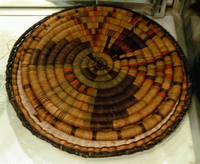 Lot 135 - Three Hopi Polychrome Basketry Trays With...